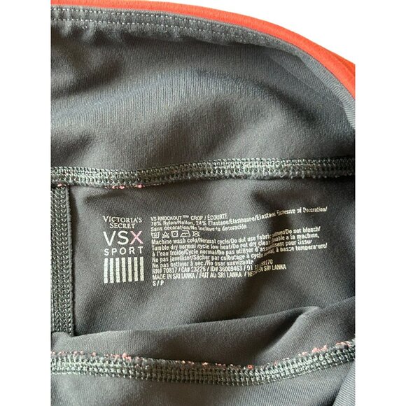 Victoria's Secret VSX Knockout Crop Leggings 2 Pairs Sz Small Gray Black Pink - Picture 6 of 16